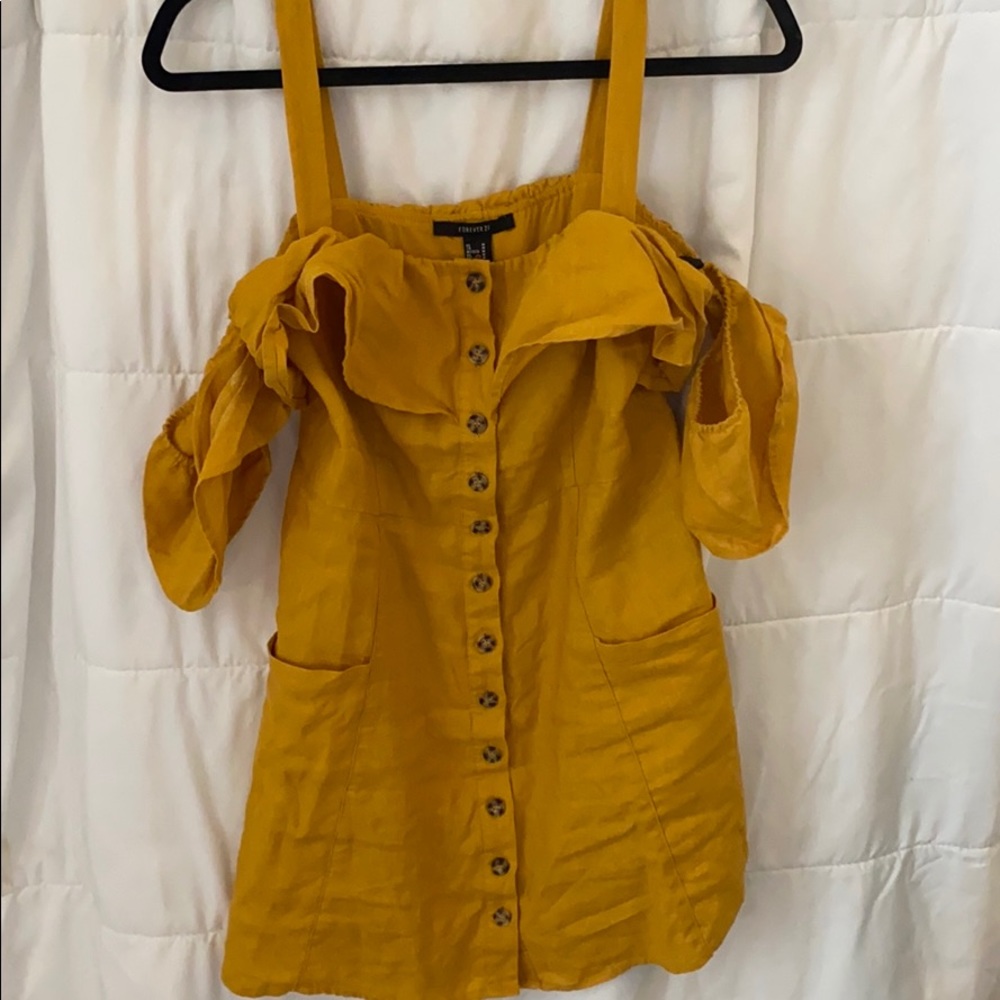 Button down off the shoulder dress